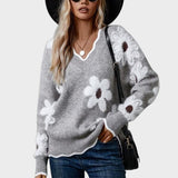 Adriana ™ ｜Elegantný kvetinový sveter s výstrihom do V