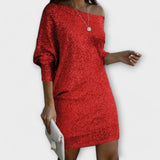 Veronika™ ｜Večernja haljina sa šljokicama i kontrastom