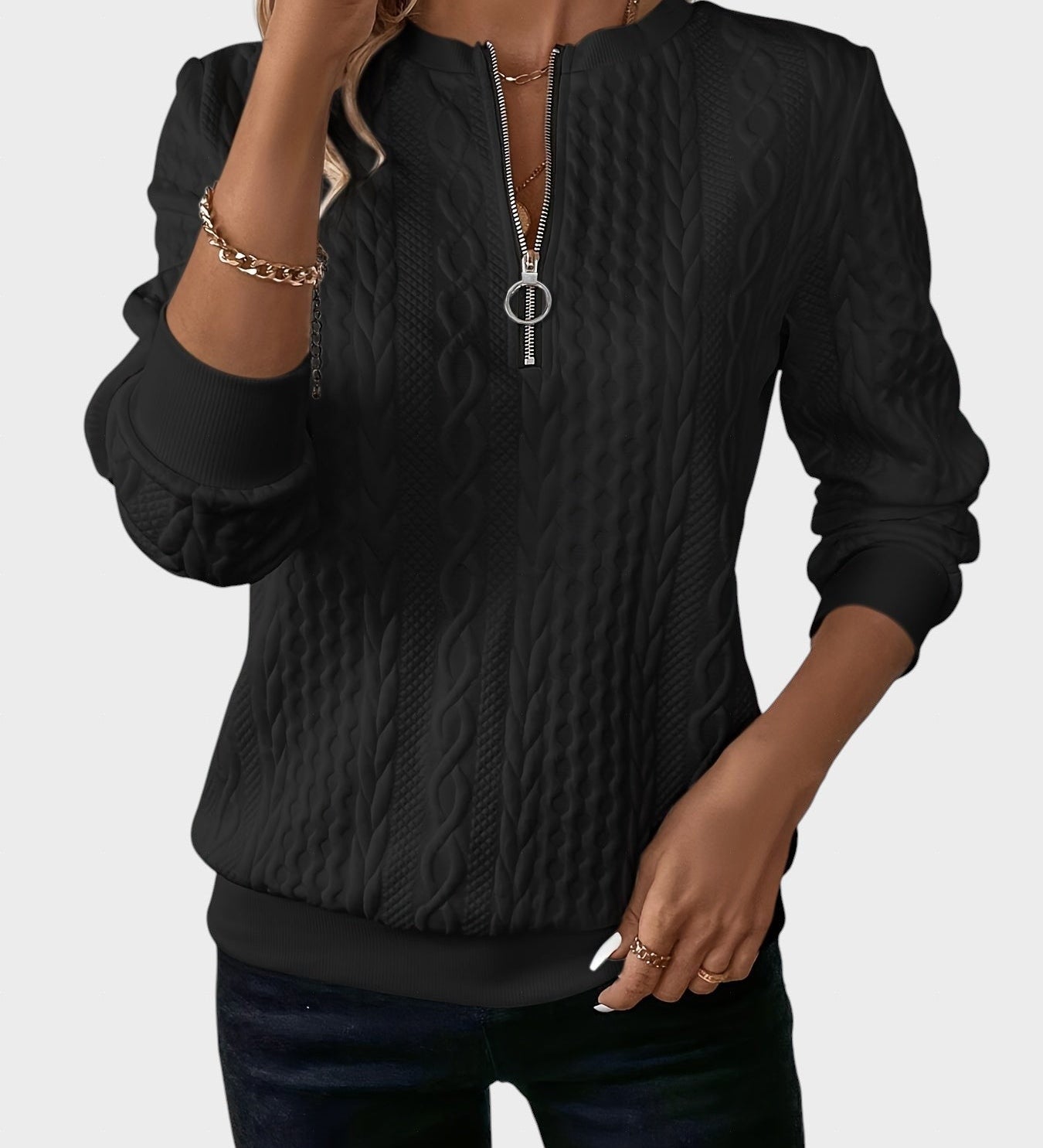 Alena™| Dámsky pletený sveter na zips