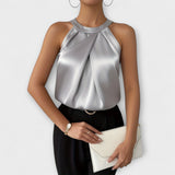 Skye ™ ｜ Šik satenska bluzica s dizajnom koji otkriva ramena