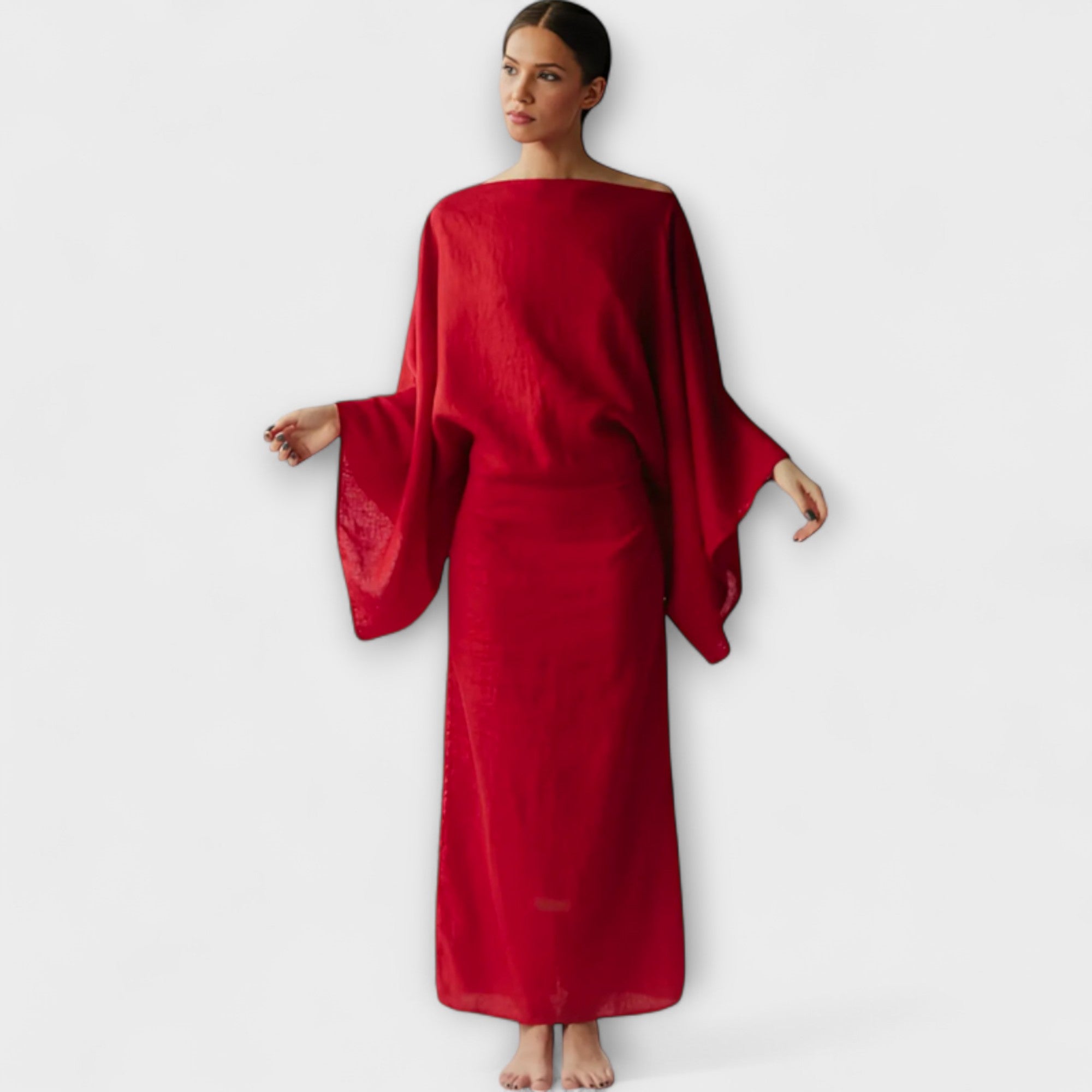 Dana ™ ｜Kimono haljina od lana i pamuka